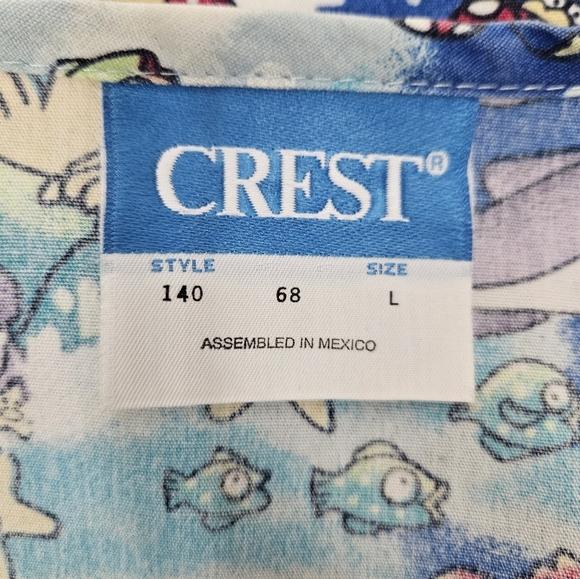 Vintage Crest Cartoon Dolphin Ocean Warm Up Scrub Top Size Large Unisex V17 - Picture 8 of 11